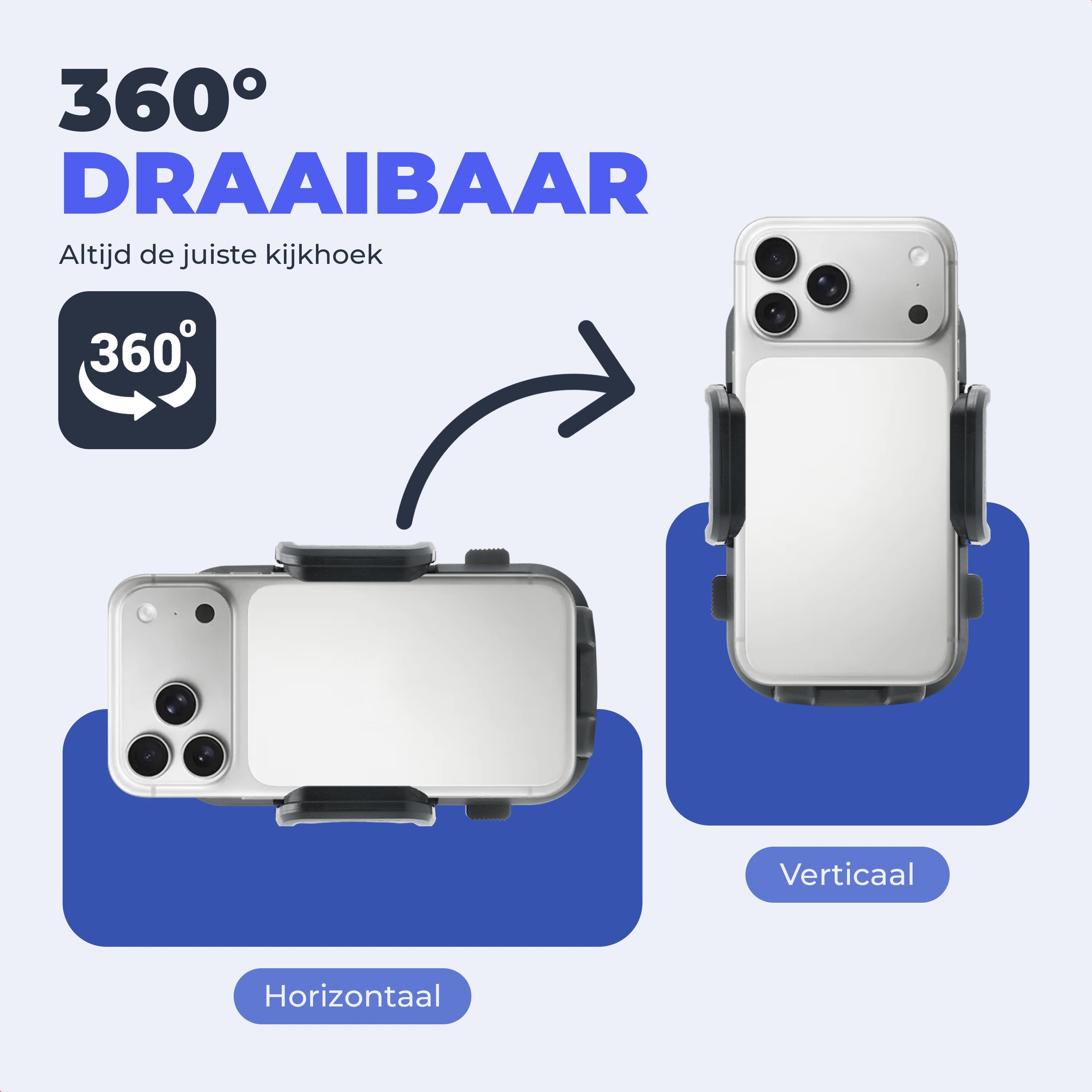 Wegman gsm houder auto zuignap 360 graden draaibaar horizontaal en verticaal