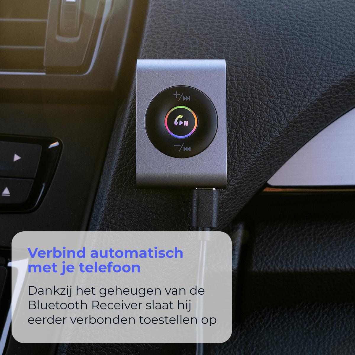 Bluetooth receiver je na het aanzetten automatisch met je telefoon verbindt