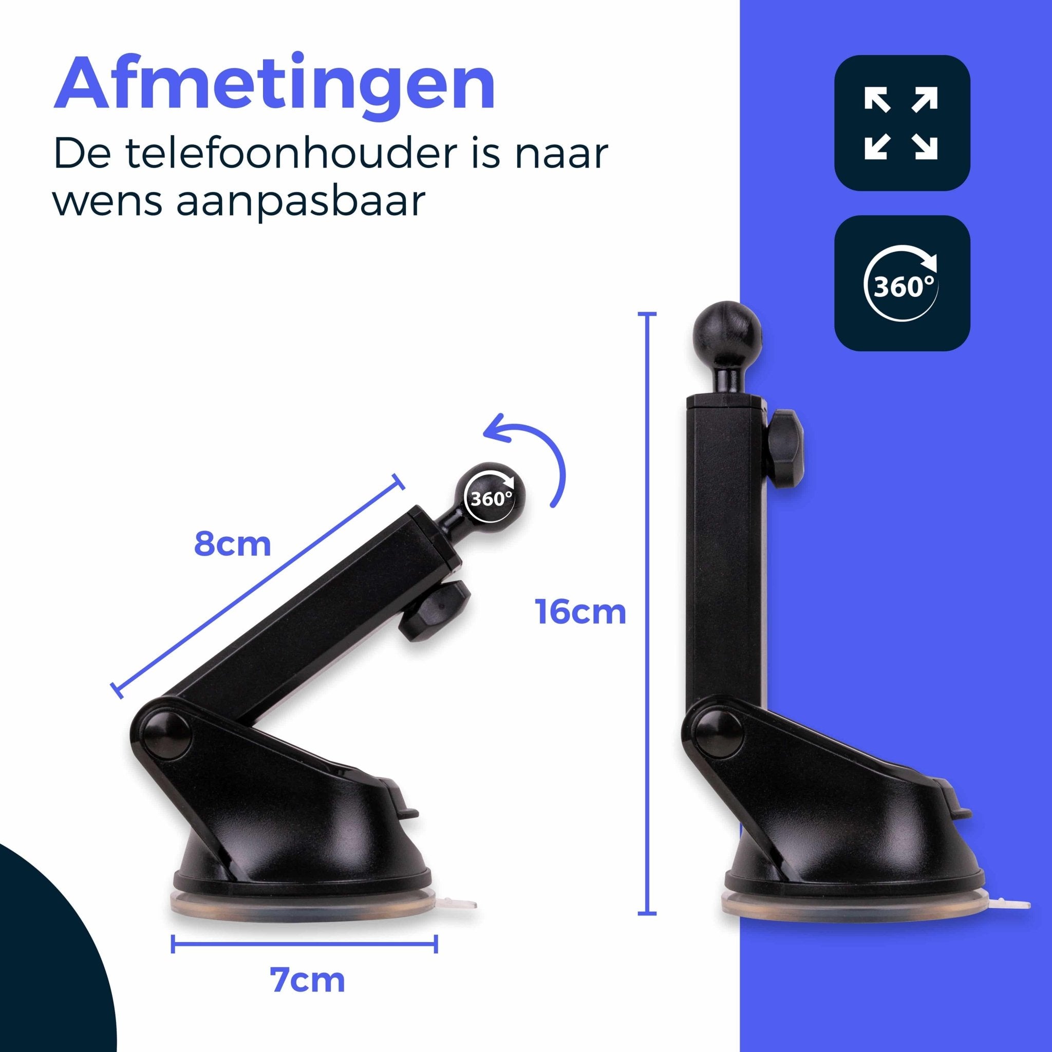 Bevestiging van Wegman QI houder op dashboard of voorruit 